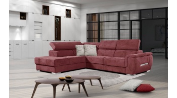 Canapé d'angle gauche avec appuis-tête réglables 5 places KELTE