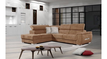 Canapé d'angle gauche avec appuis-tête réglables 5 places KELTE