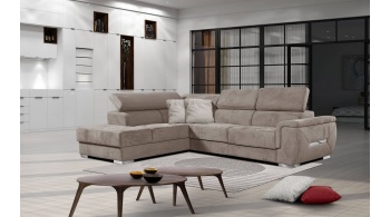 Canapé d'angle gauche avec appuis-tête réglables 5 places KELTE