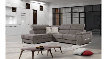 Canapé d'angle gauche avec appuis-tête réglables 5 places KELTE