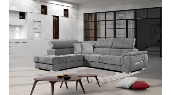 Canapé d'angle gauche avec appuis-tête réglables 5 places KELTE