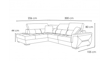 Canapé d'angle gauche avec appuis-tête réglables 5 places KELTE