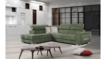 Canapé d'angle gauche avec appuis-tête réglables 5 places KELTE