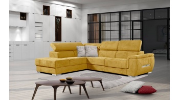 Canapé d'angle gauche avec appuis-tête réglables 5 places KELTE