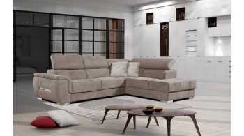 Canapé d'angle droit avec appuis-tête réglables 5 places KELTE