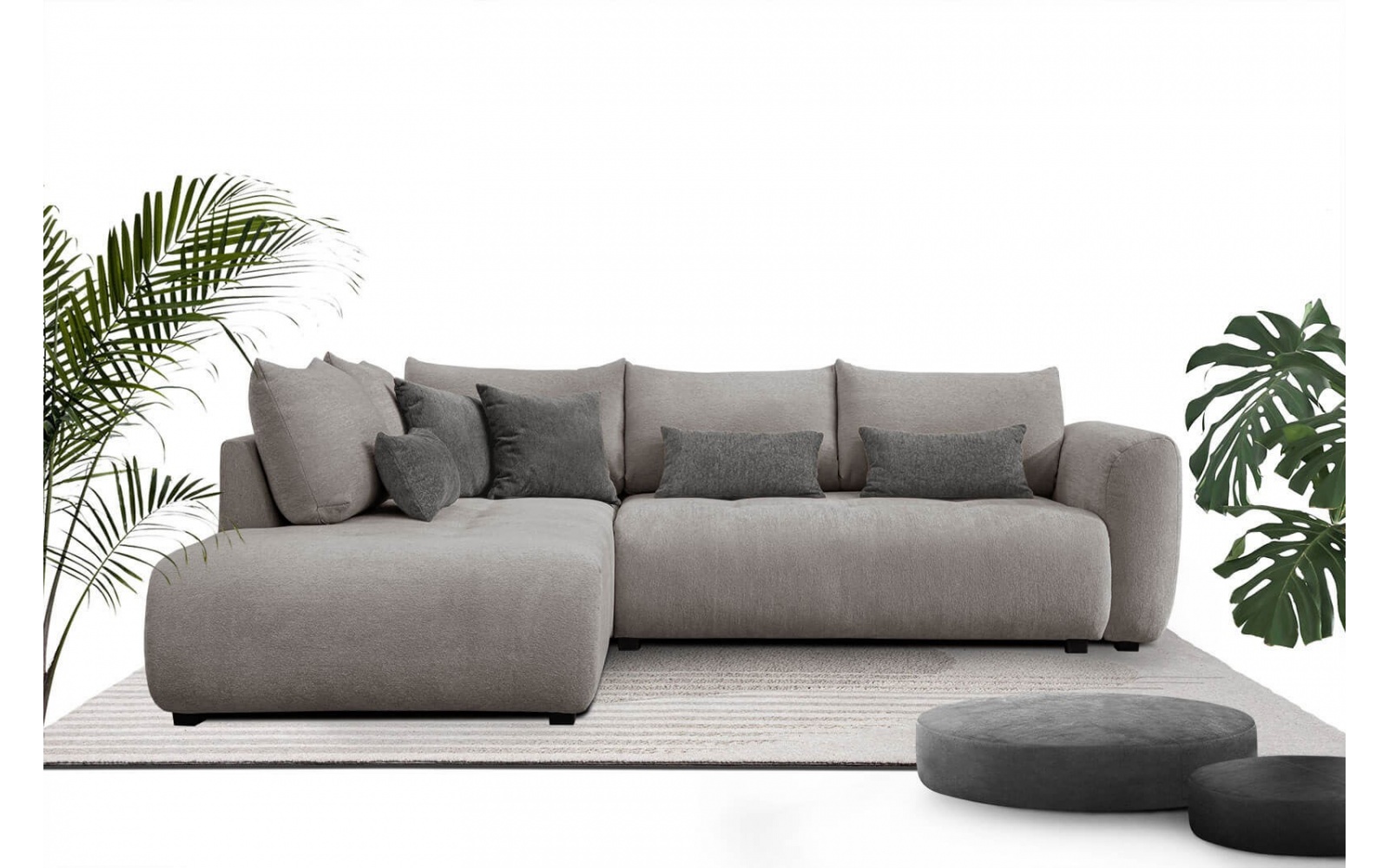 Canapé d'angle gauche convertible 5 places SORENO