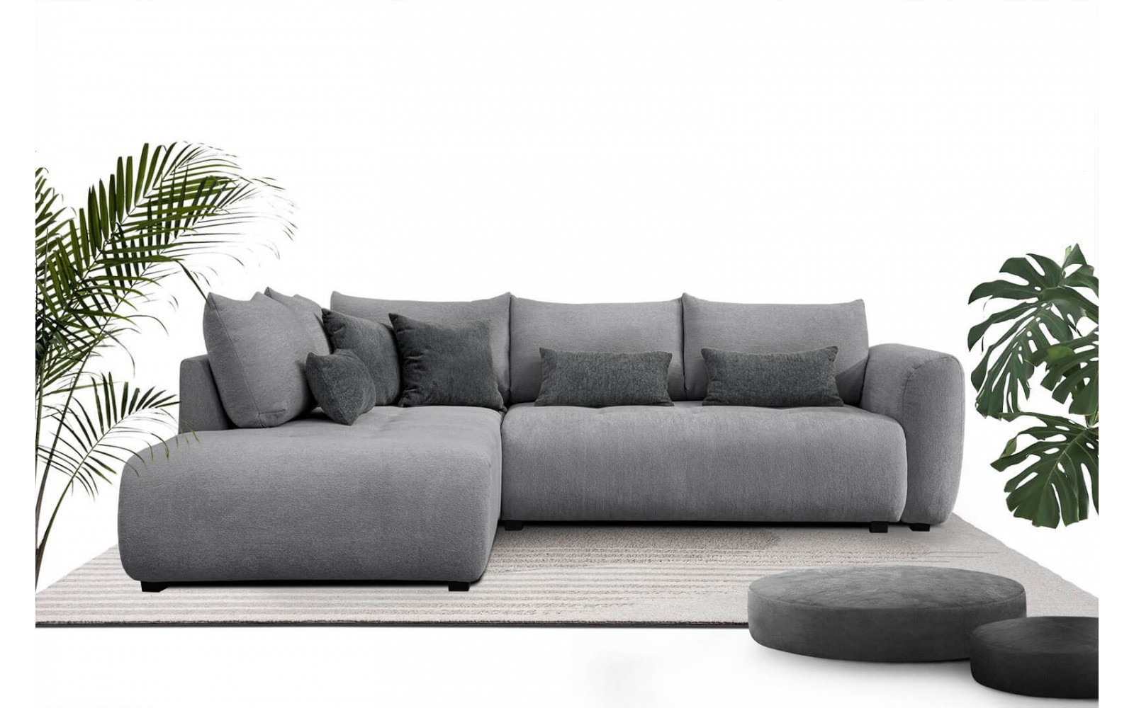 Canapé d'angle gauche convertible 5 places SORENO