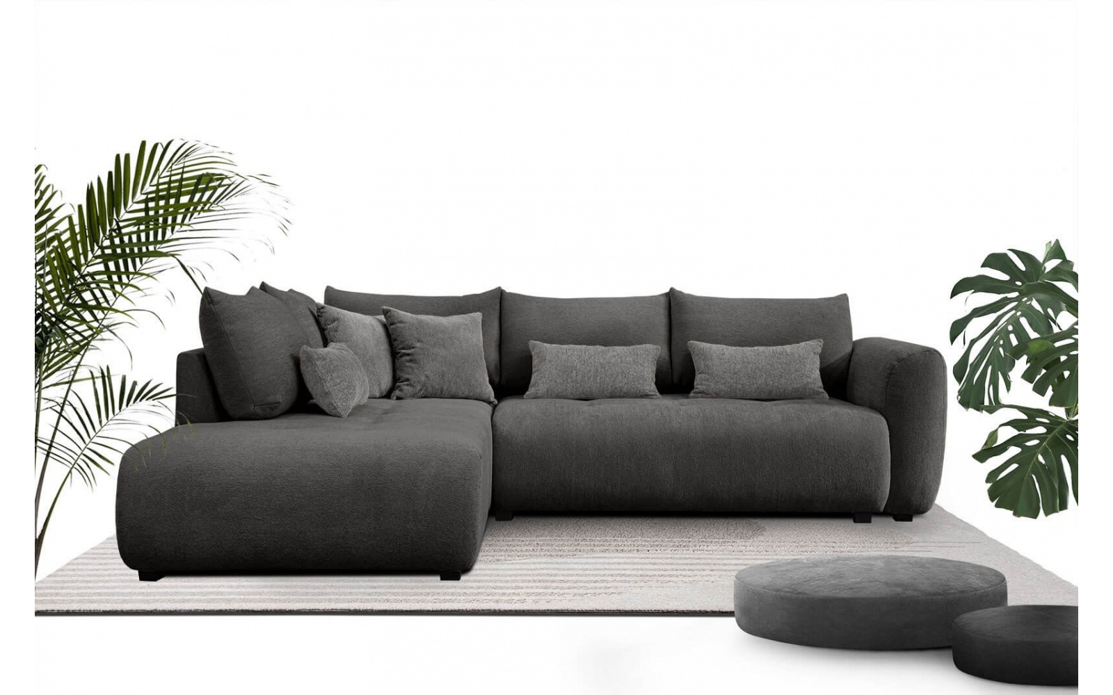 Canapé d'angle gauche convertible 5 places SORENO