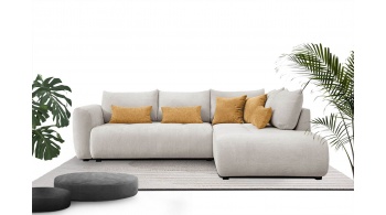 Canapé d'angle droit convertible 5 places SORENO