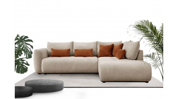 Canapé d'angle droit convertible 5 places SORENO