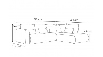 Canapé d'angle droit convertible 5 places SORENO