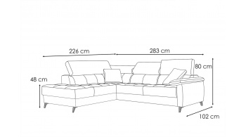 Canapé d'angle gauche avec appuis-tête réglables 5 places TAUNUS