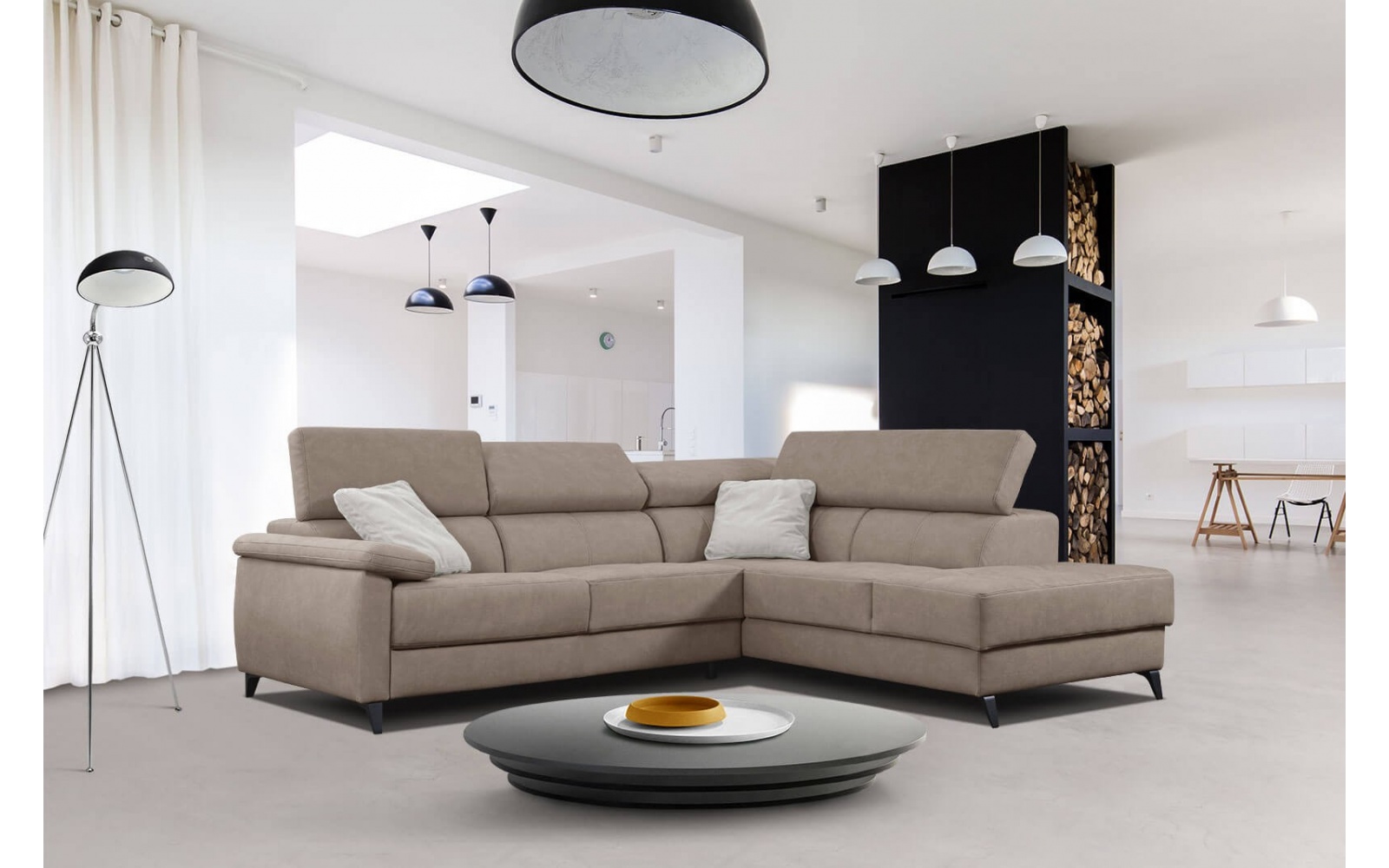 Canapé d'angle droit avec appuis-tête réglables 5 places TAUNUS