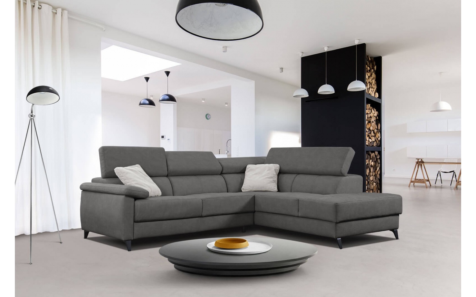 Canapé d'angle droit avec appuis-tête réglables 5 places TAUNUS