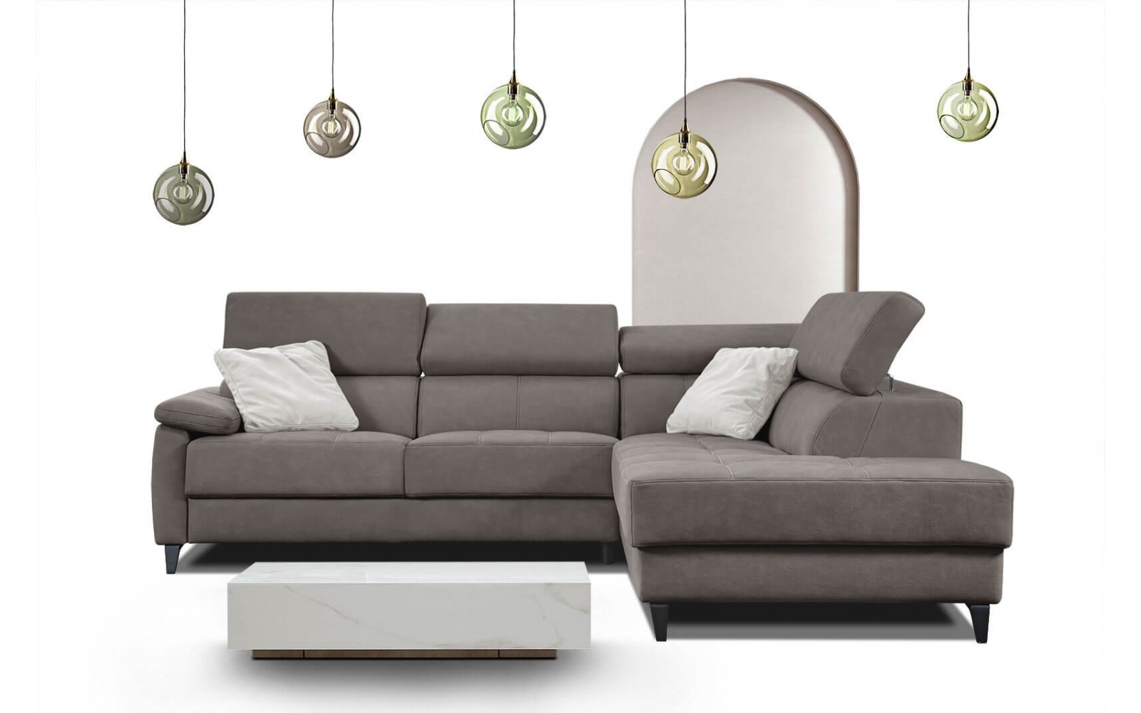 Canapé d'angle droit avec appuis-tête réglables 5 places TAUNUS