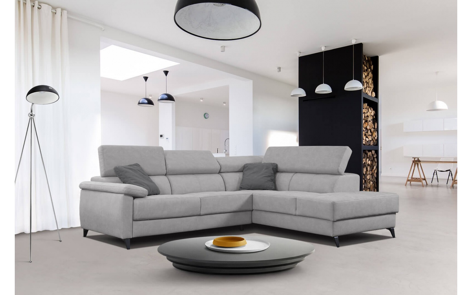 Canapé d'angle droit avec appuis-tête réglables 5 places TAUNUS