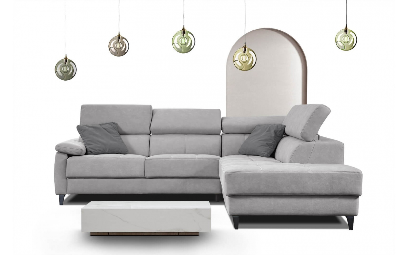 Canapé d'angle droit avec appuis-tête réglables 5 places TAUNUS