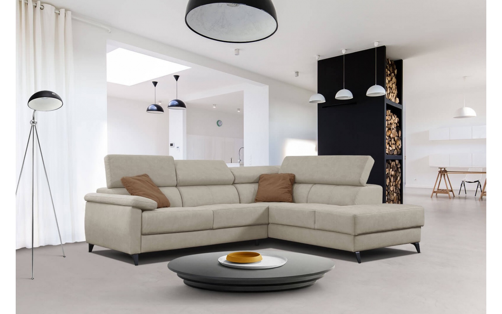 Canapé d'angle droit avec appuis-tête réglables 5 places TAUNUS