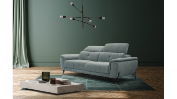 Canapé droit XXL avec appuis-tête réglables 3 places AVENA