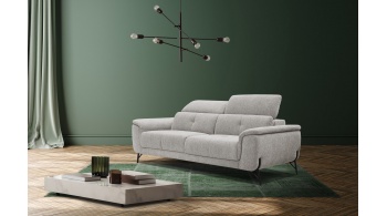 Canapé droit XXL avec appuis-tête réglables 3 places AVENA