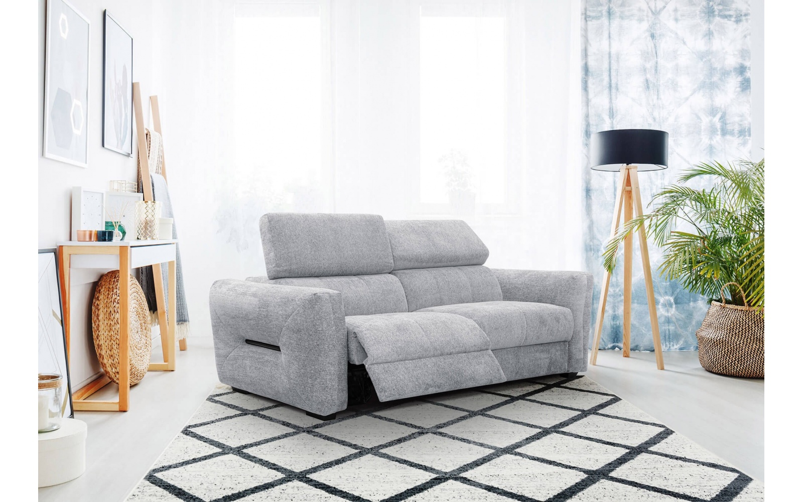 Canapé droit 3 places avec deux relax électriques CALVERA