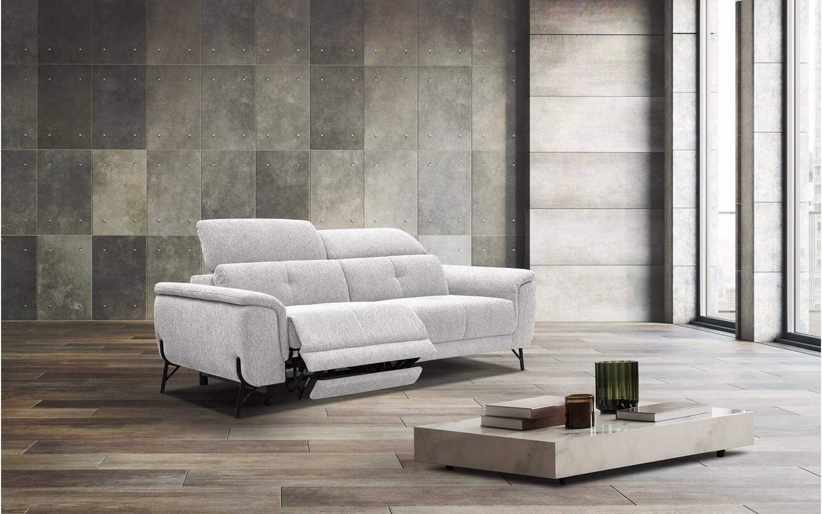 Canapé droit 3 places avec un relax électrique à côté gauche AVENA