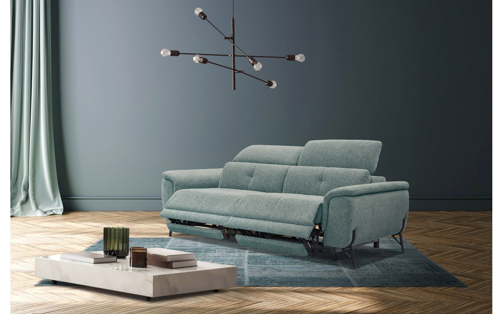 Canapé droit 3 places avec deux relax électriques AVENA