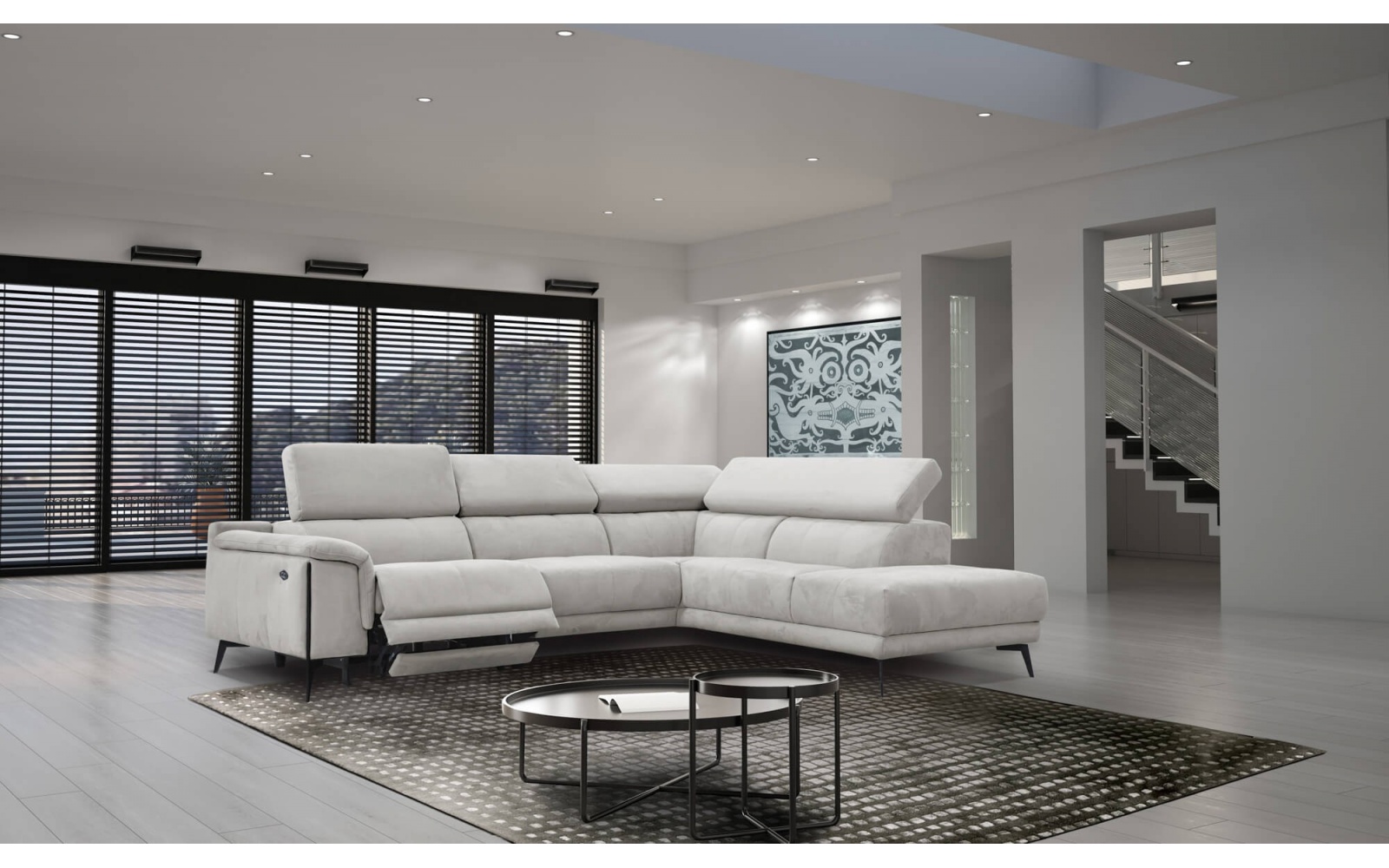 Canapé d'angle droit avec un relax électrique 5 places MATERA