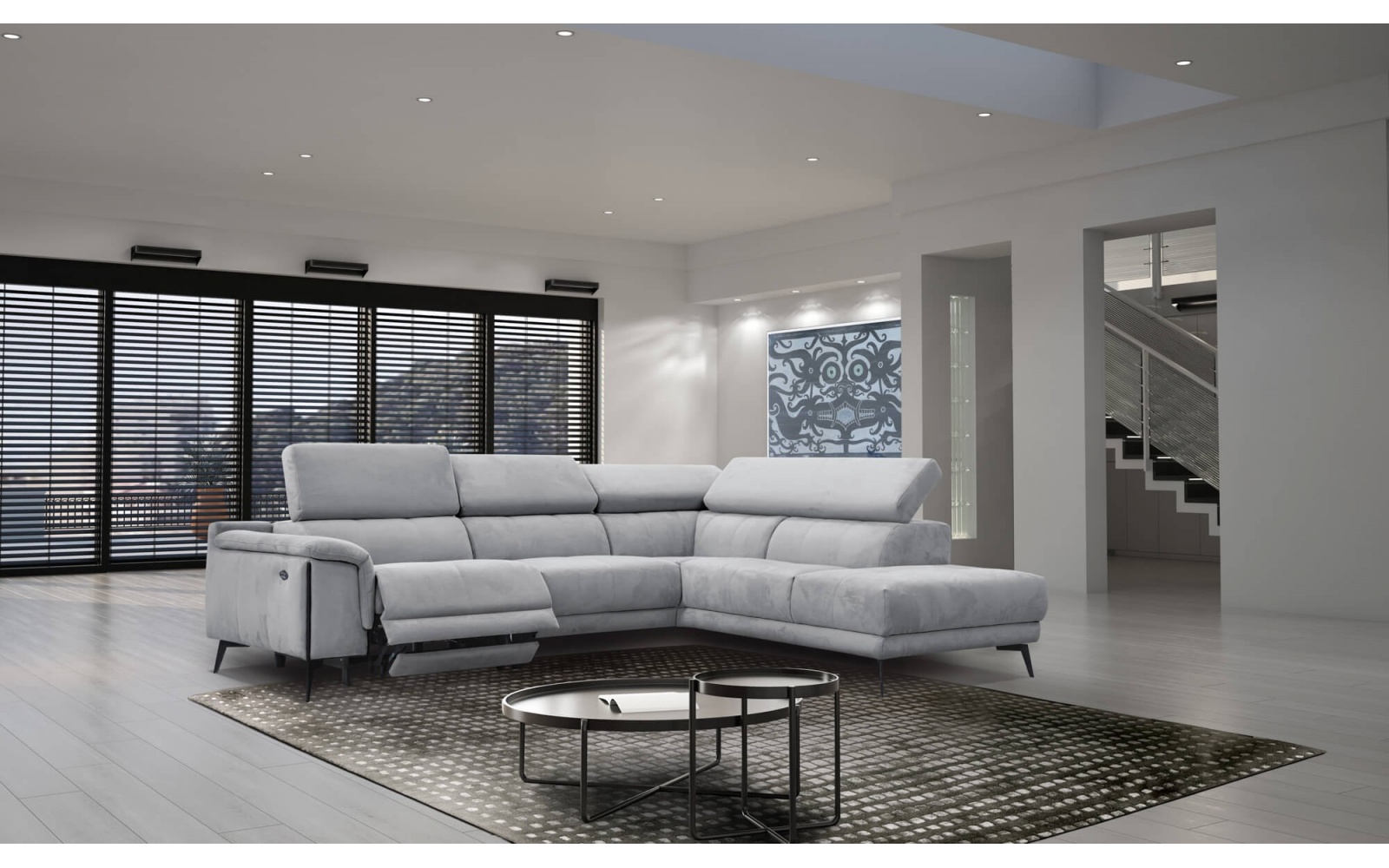 Canapé d'angle droit avec un relax électrique 5 places MATERA