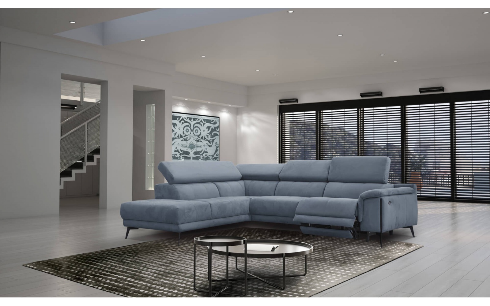 Canapé d'angle gauche avec un relax électrique 5 places MATERA