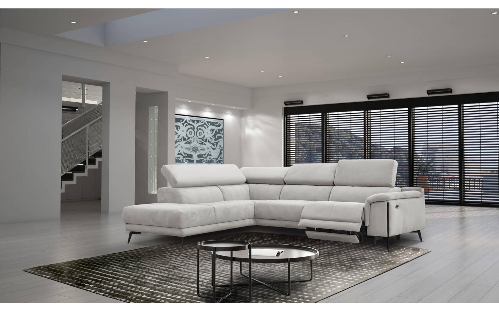 Canapé d'angle gauche avec un relax électrique 5 places MATERA