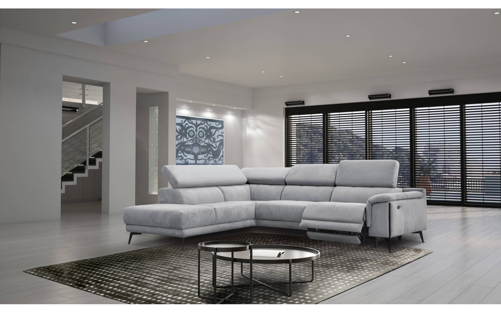 Canapé d'angle gauche avec un relax électrique 5 places MATERA