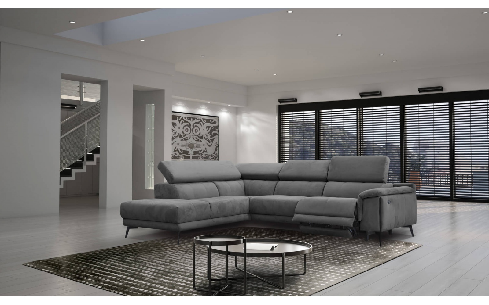 Canapé d'angle gauche avec un relax électrique 5 places MATERA