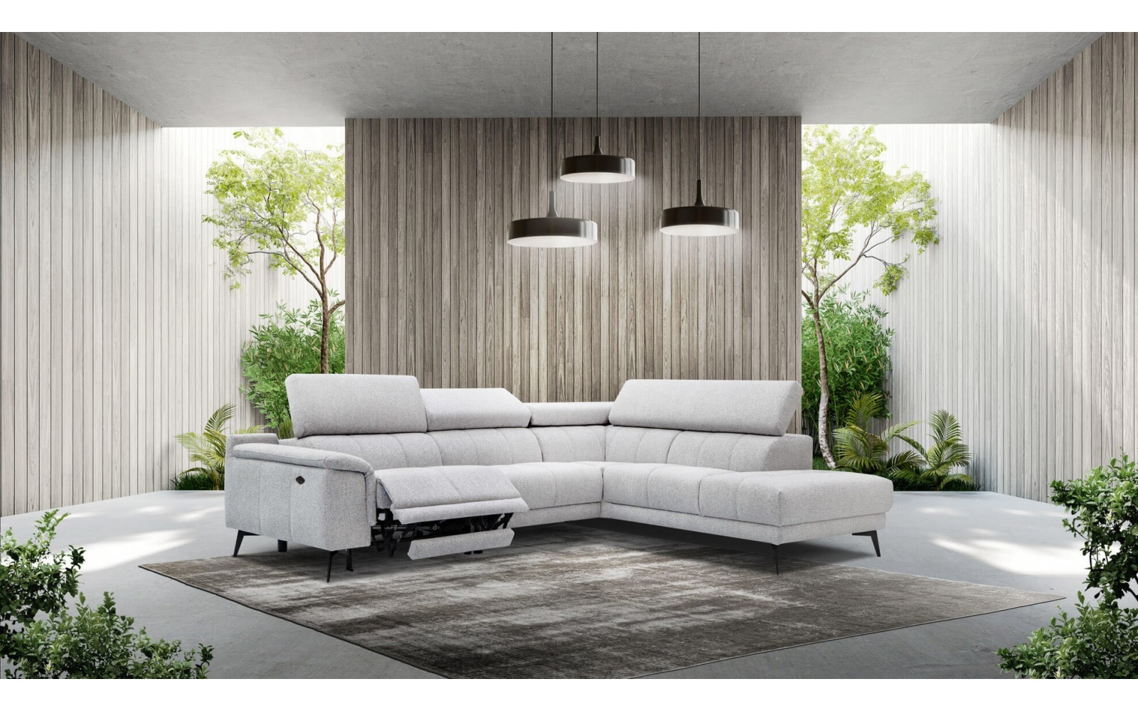 Canapé d'angle droit avec un relax électrique 5 places FIERO