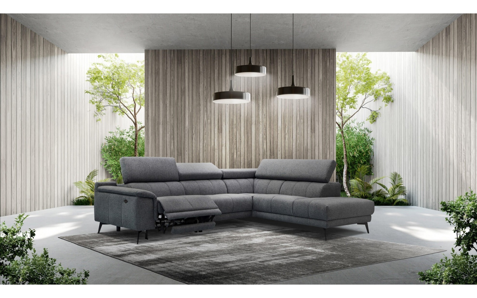 Canapé d'angle droit avec un relax électrique 5 places FIERO