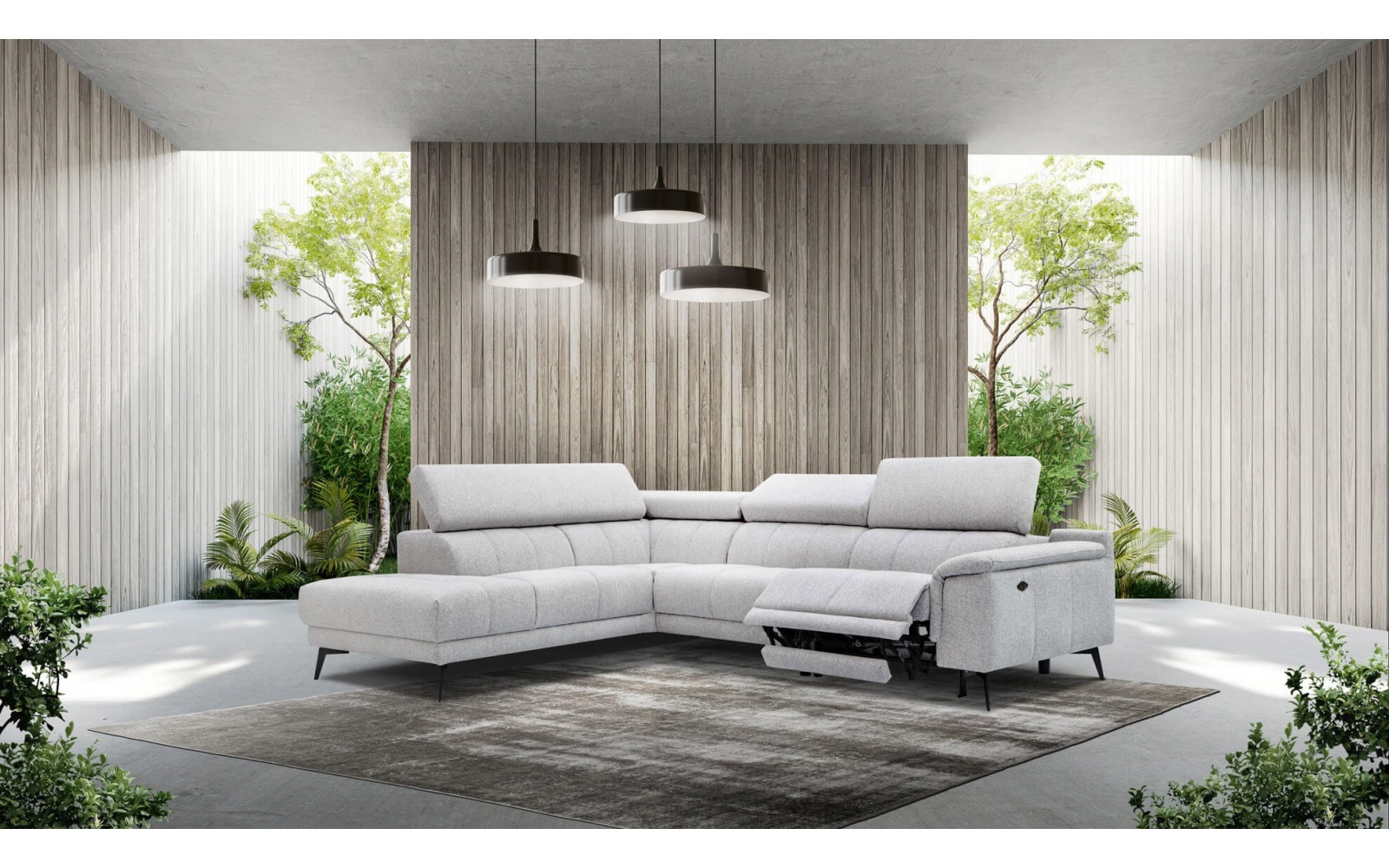 Canapé d'angle gauche avec un relax électrique 5 places FIERO