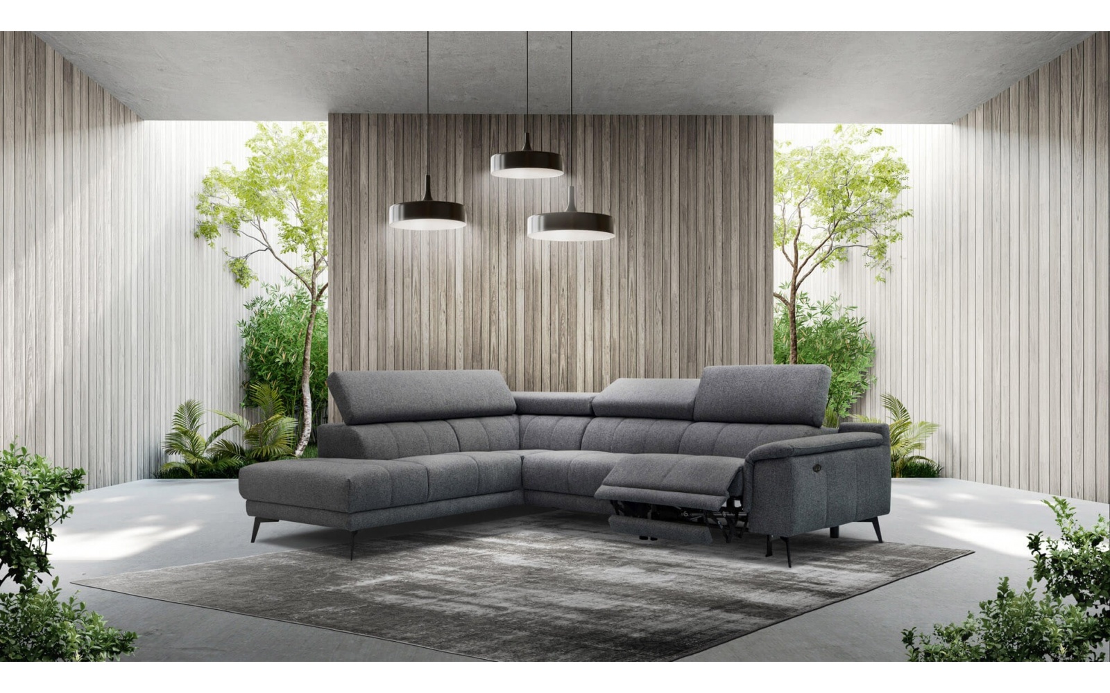 Canapé d'angle gauche avec un relax électrique 5 places FIERO