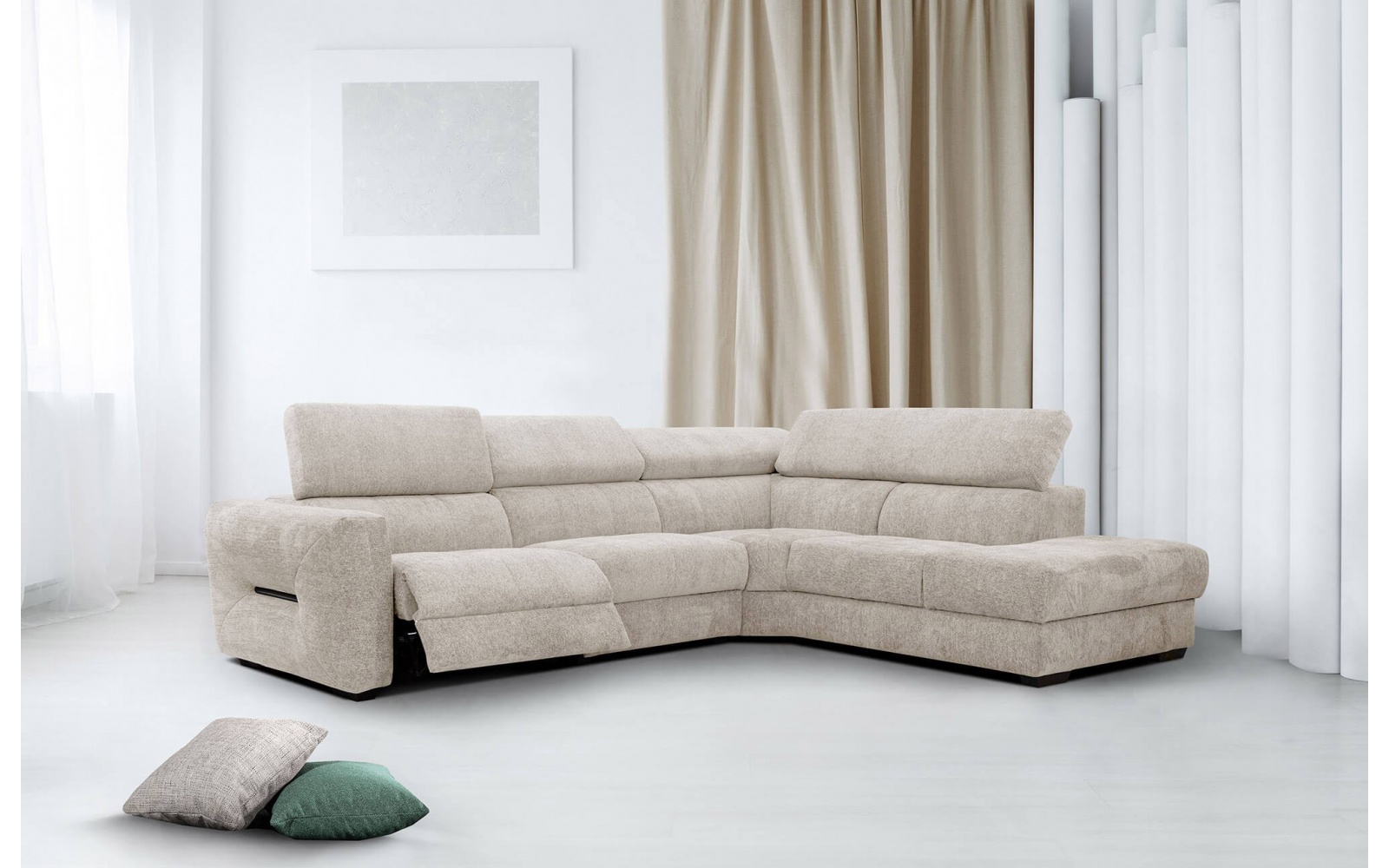 Canapé d'angle droit avec un relax électrique 5 places CALVERA