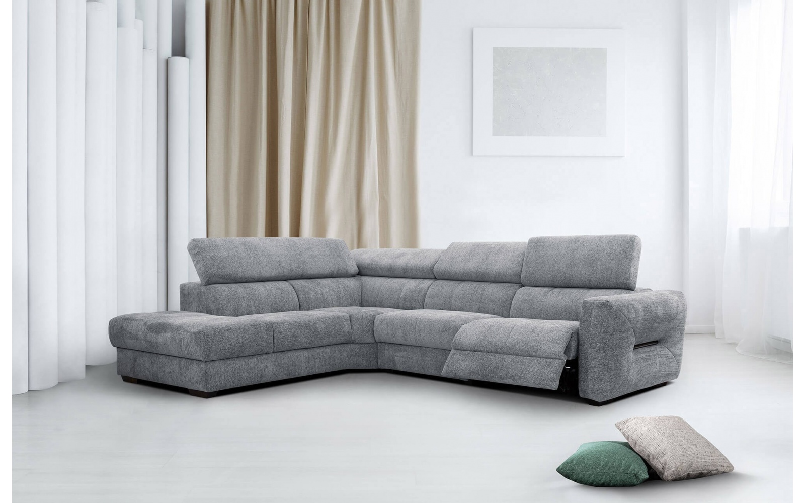 Canapé d'angle gauche avec un relax électrique 5 places CALVERA