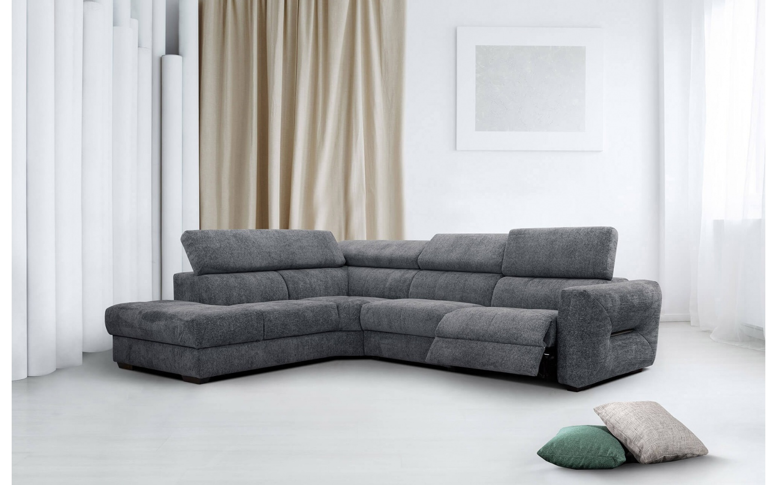 Canapé d'angle gauche avec un relax électrique 5 places CALVERA