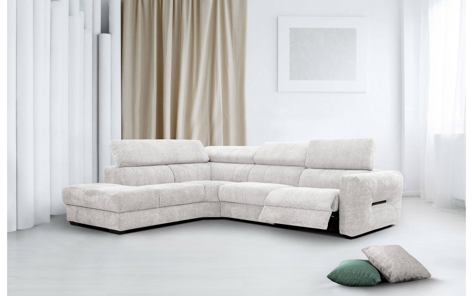 Canapé d'angle gauche avec un relax électrique 5 places CALVERA