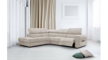 Canapé d'angle gauche avec un relax électrique 5 places CALVERA