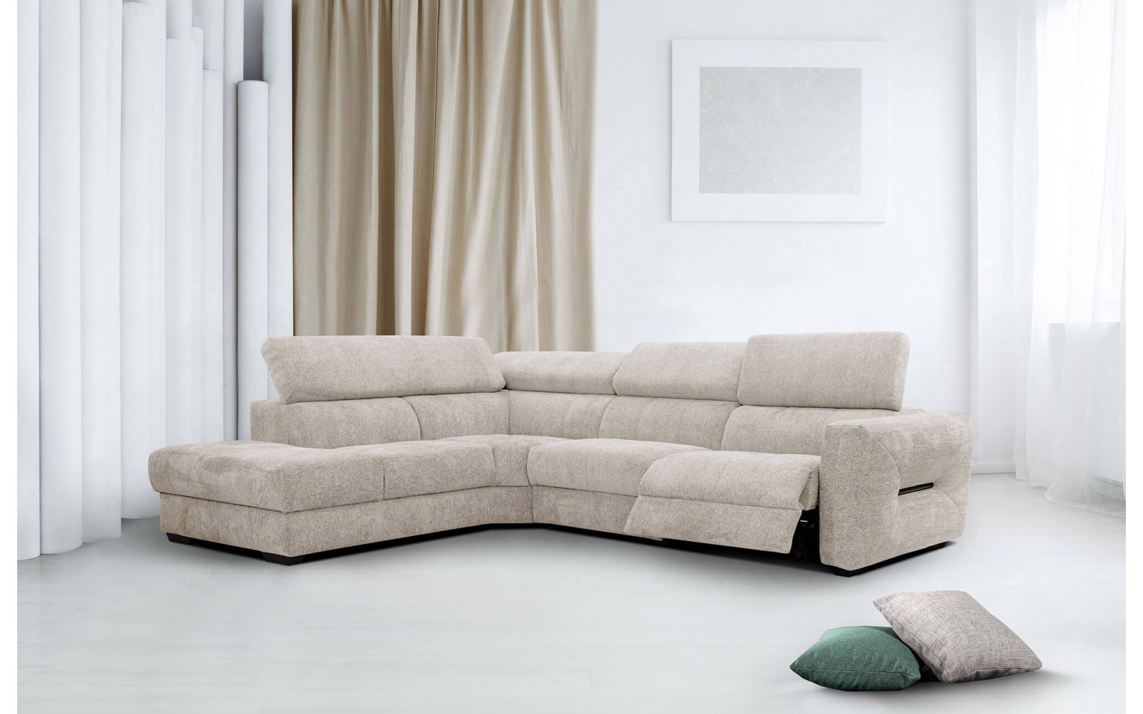 Canapé d'angle gauche avec un relax électrique 5 places CALVERA