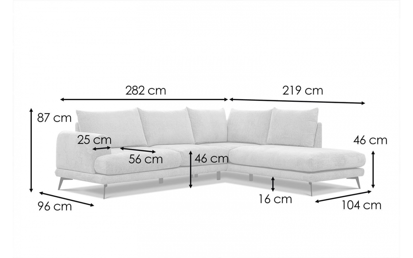 Canapé d'angle droit 5 places ADRIA