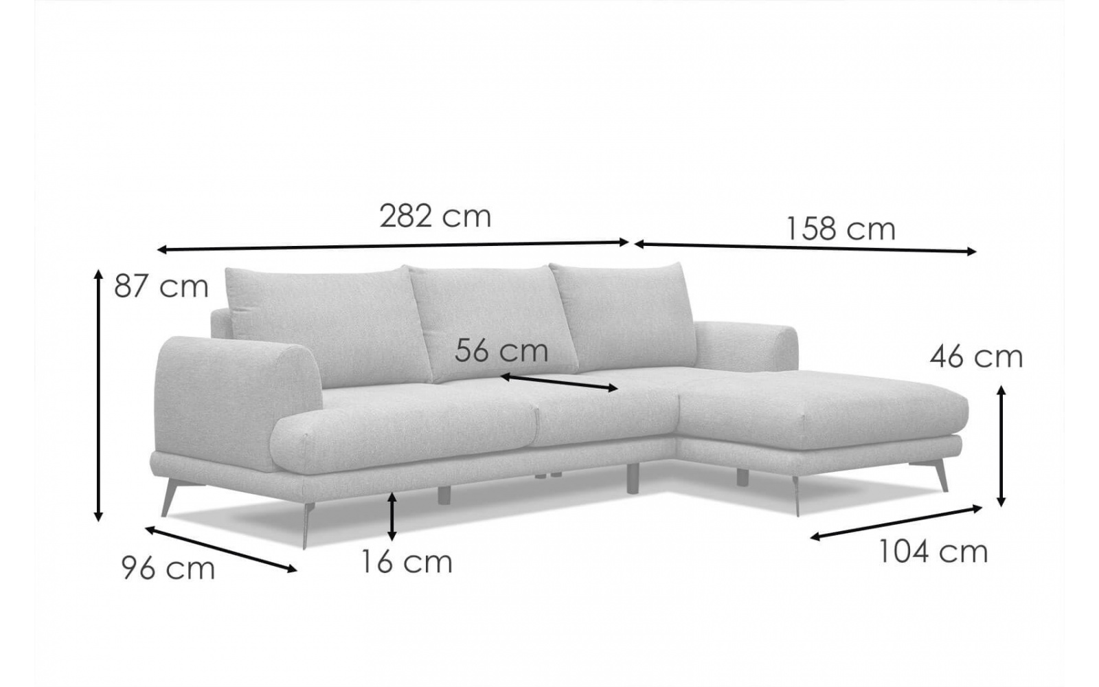 Canapé d'angle droit 4 places ADRIA