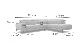 Canapé d'angle droit avec appuis-tête réglables 5 places AVENA