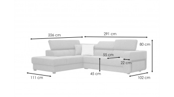 Canapé d'angle gauche avec appuis-tête réglables 5 places BERGO