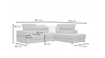 Canapé d'angle droit avec appuis-tête réglables 5 places BERGO