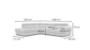 Canapé d'angle gauche avec appuis-tête réglables 5 places CALVERA