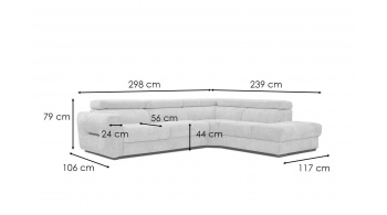 Canapé d'angle droit avec appuis-tête réglables 5 places CALVERA